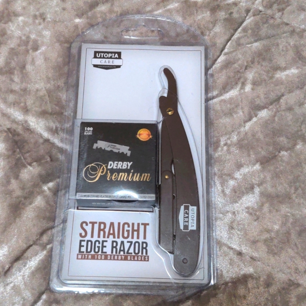 NEW Utopia Care Professional Barber Straight Edge Razor Brown UC0168